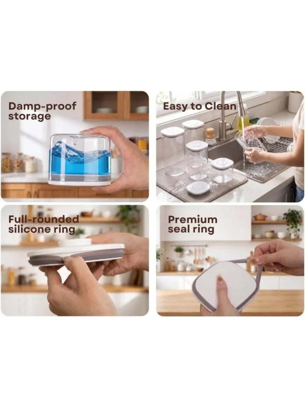 Airtight Food Storage Containers Set - 6-Pc Modular, Leakproof, Stackable Bins